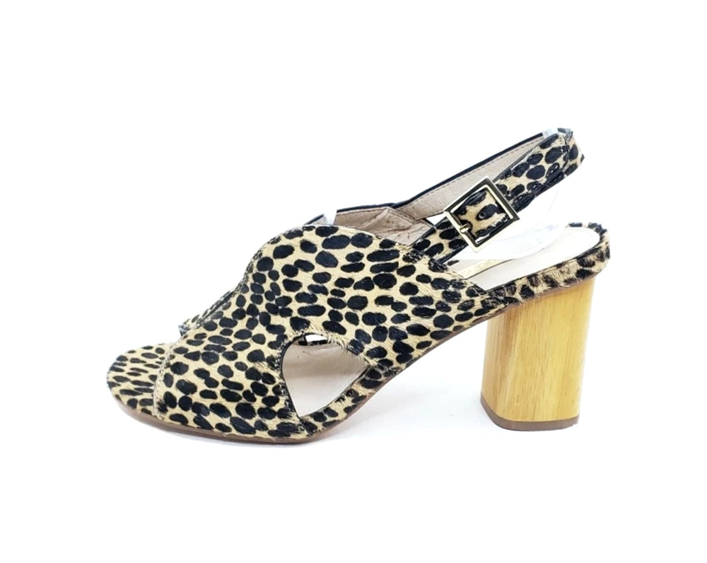Louise et Cie Kamber 3 Slingback Heel Peep Toe Leopard Calf Hair Size 7.5